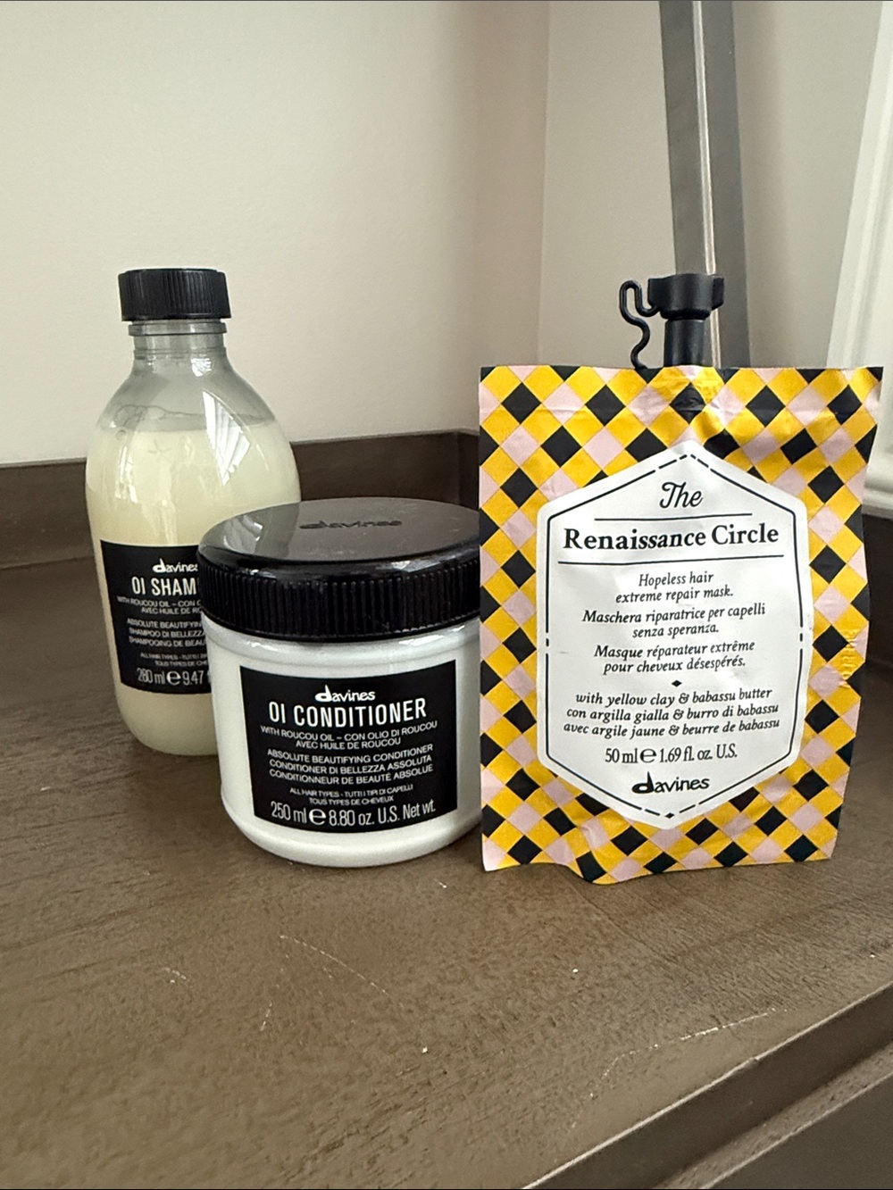 Davines OI Hair Care Trio ; OI  shampoo, and conditioner and masque
